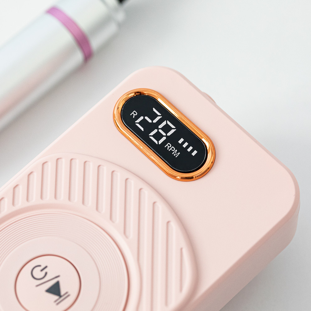 Akkumlátoros Műköröm Csiszológép LCD kijelzővel - 50W, ajándék csiszolófej készlettel - Nude